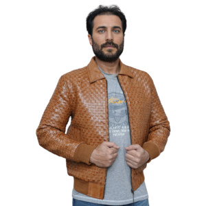 Weaving Leather Jacket